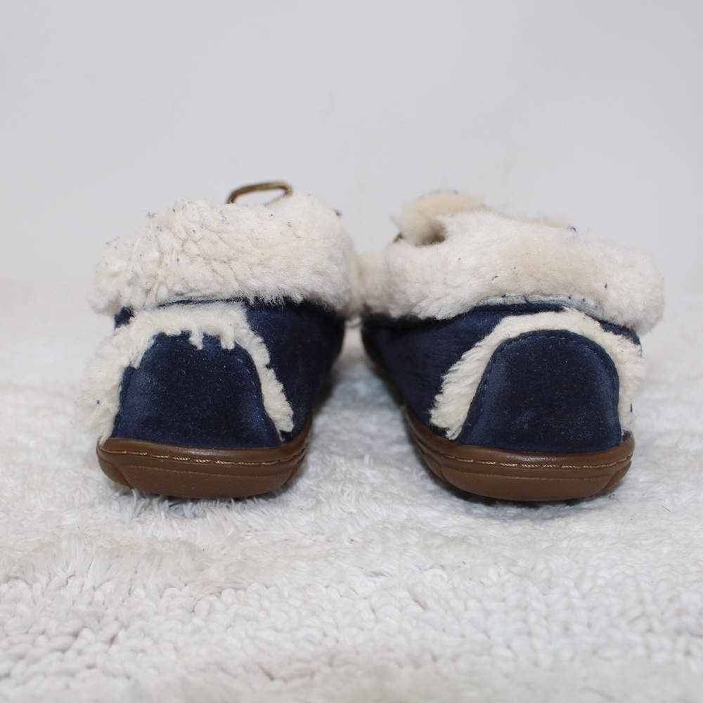 LL Bean Wicked Good Shearling Moc Slippers Blue 7 - Picture 7 of 8
